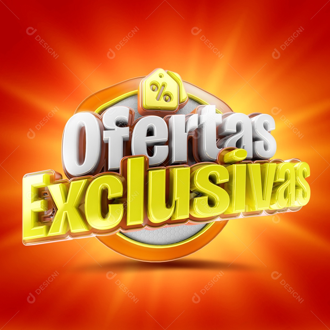 Selo 3D Vermelho Ofertas Exclusivas Para Composição PSD