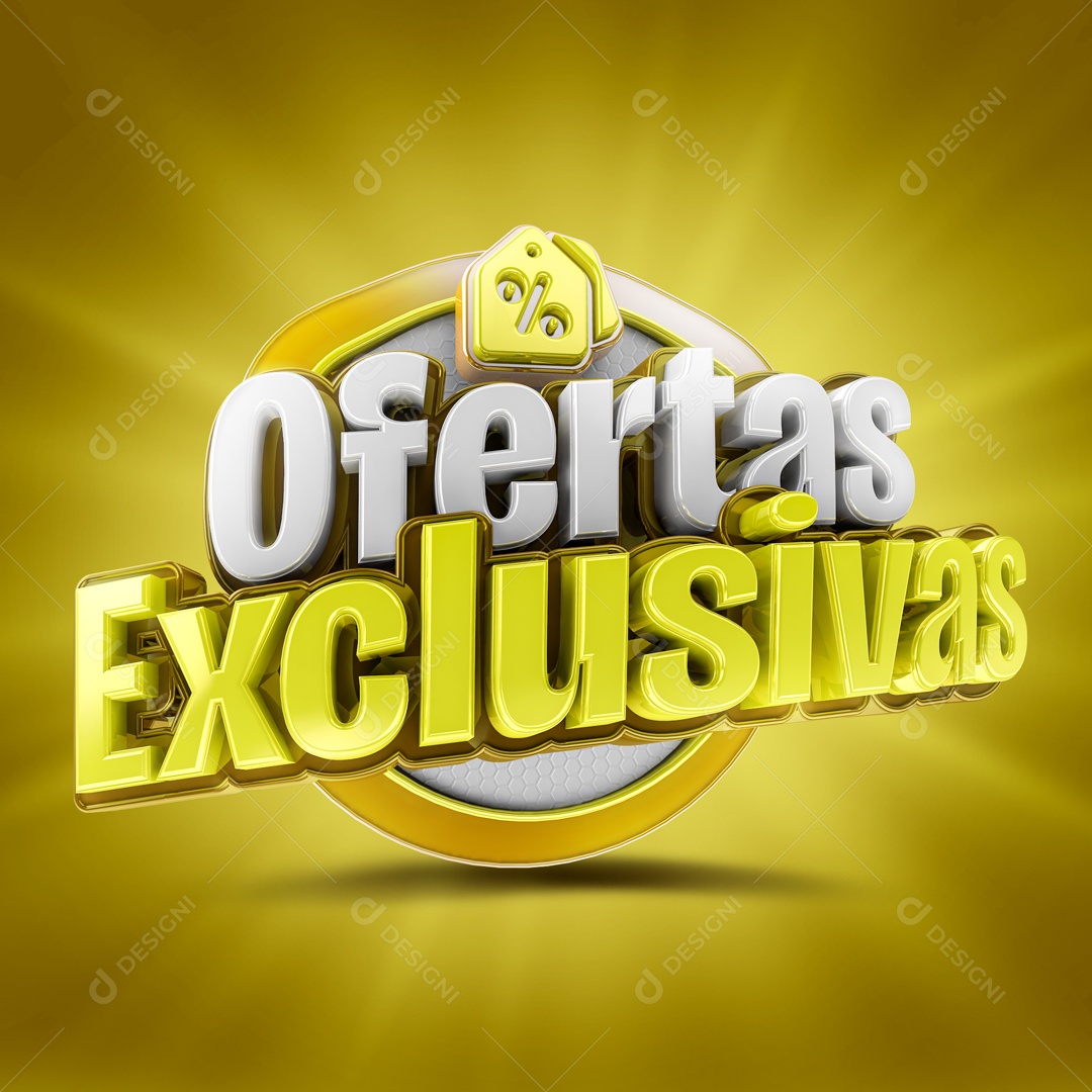 Selo 3D Amarelo Ofertas Exclusivas Para Composição PSD