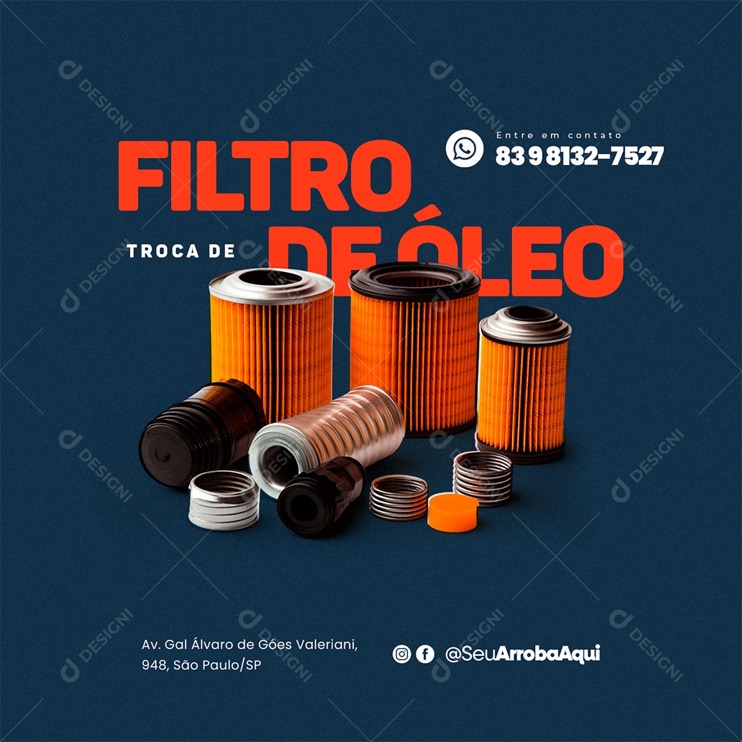 Oficina Mecânica Troca de Filtro e Troca de Óleo Social Media PSD Editável