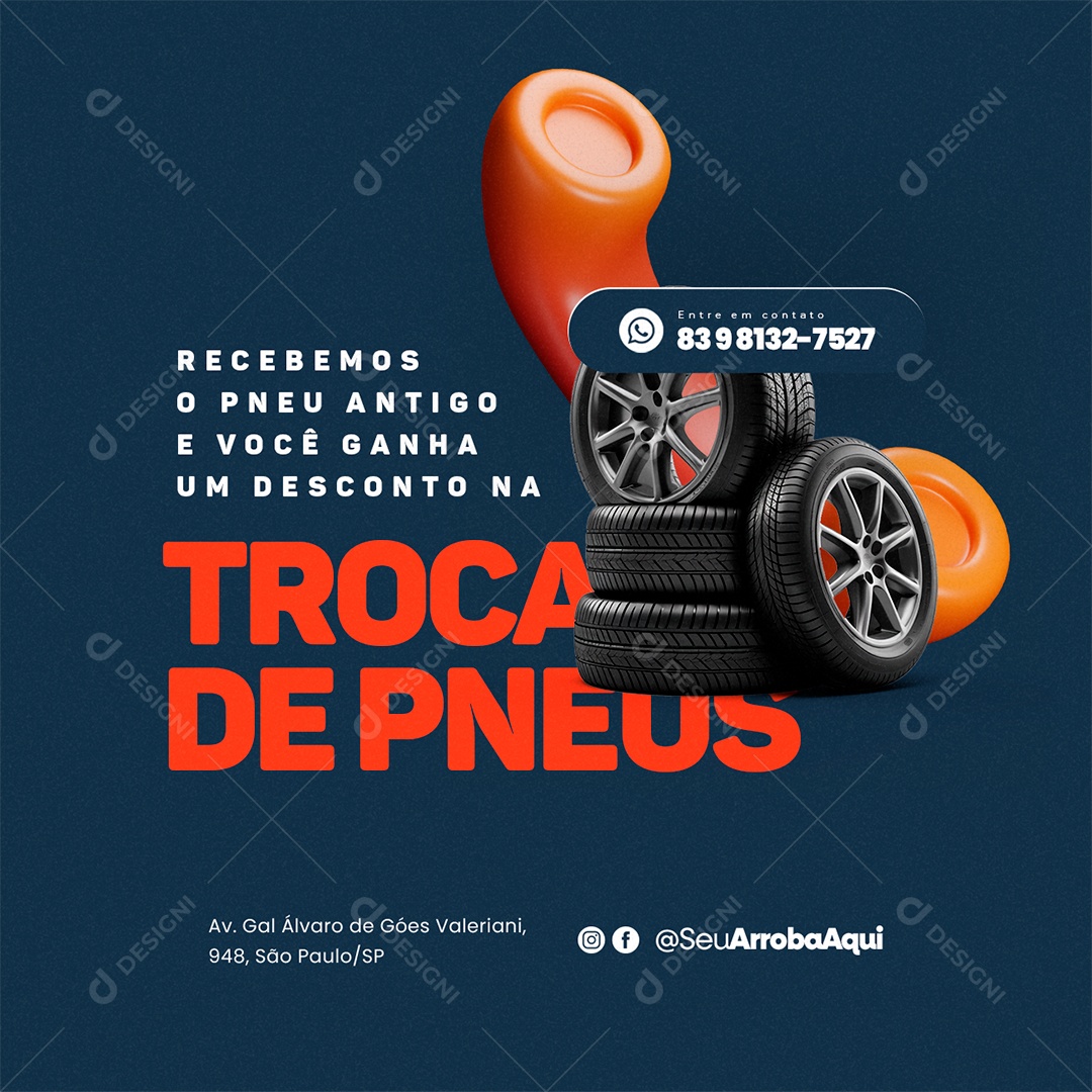 Auto Repair Shop We Received the Old Tire and You Get a Discount on the Tire Exchange Social Media PSD Editable