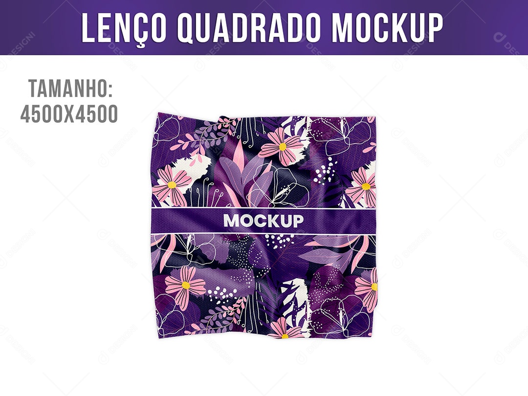 Lenço Quadrado Mockup Acessório Mulher Inverno PSD