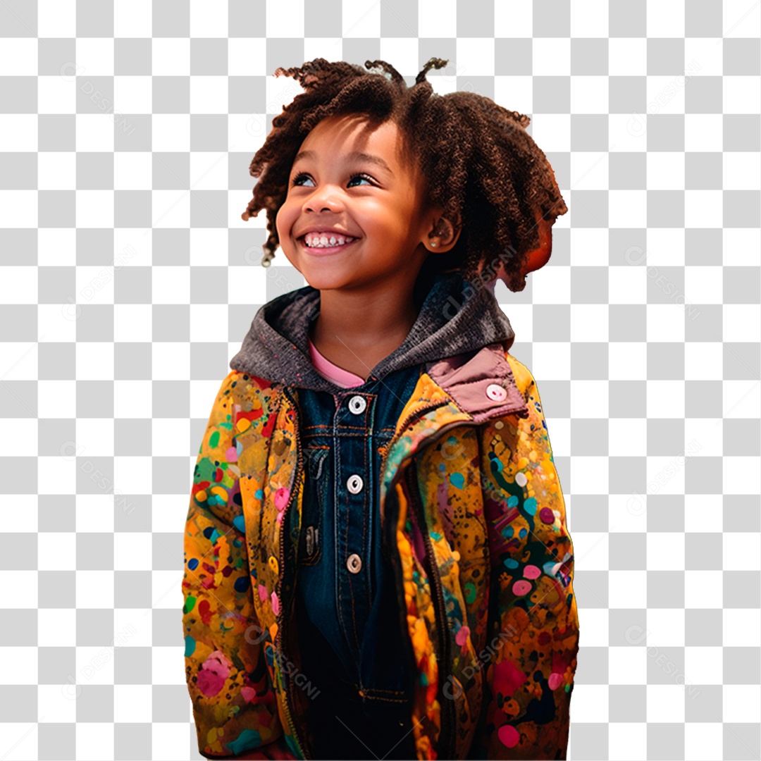 Criança de Casaco Colorido Sorrindo PNG Transparente