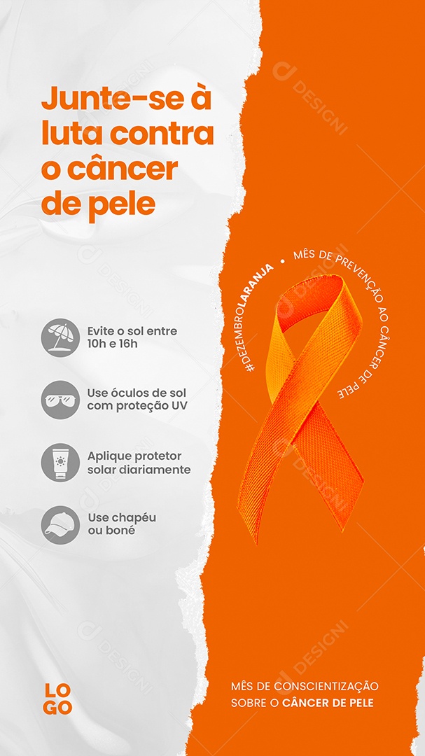Story Dezembro Laranja Junte-se a Luta Contra o Câncer de Pele Social Media PSD Editável