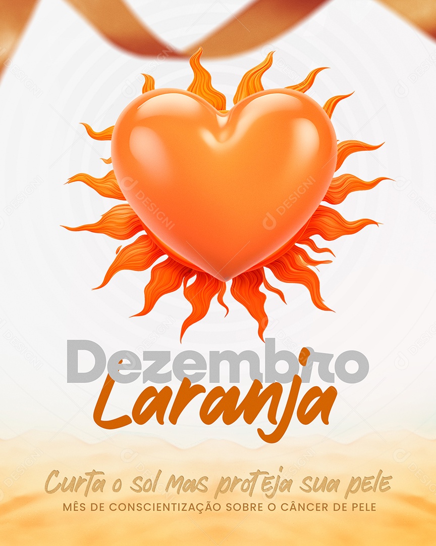 Dezembro Laranja Curta o Sol mas Proteja sua Pele Social Media PSD Editável
