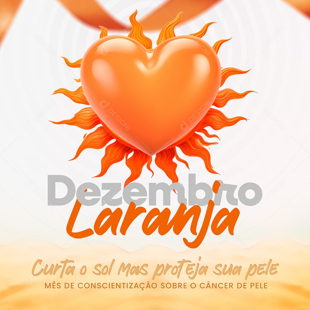 Feed Dezembro Laranja Curta o Sol mas Proteja sua Pele Social Media PSD Editável