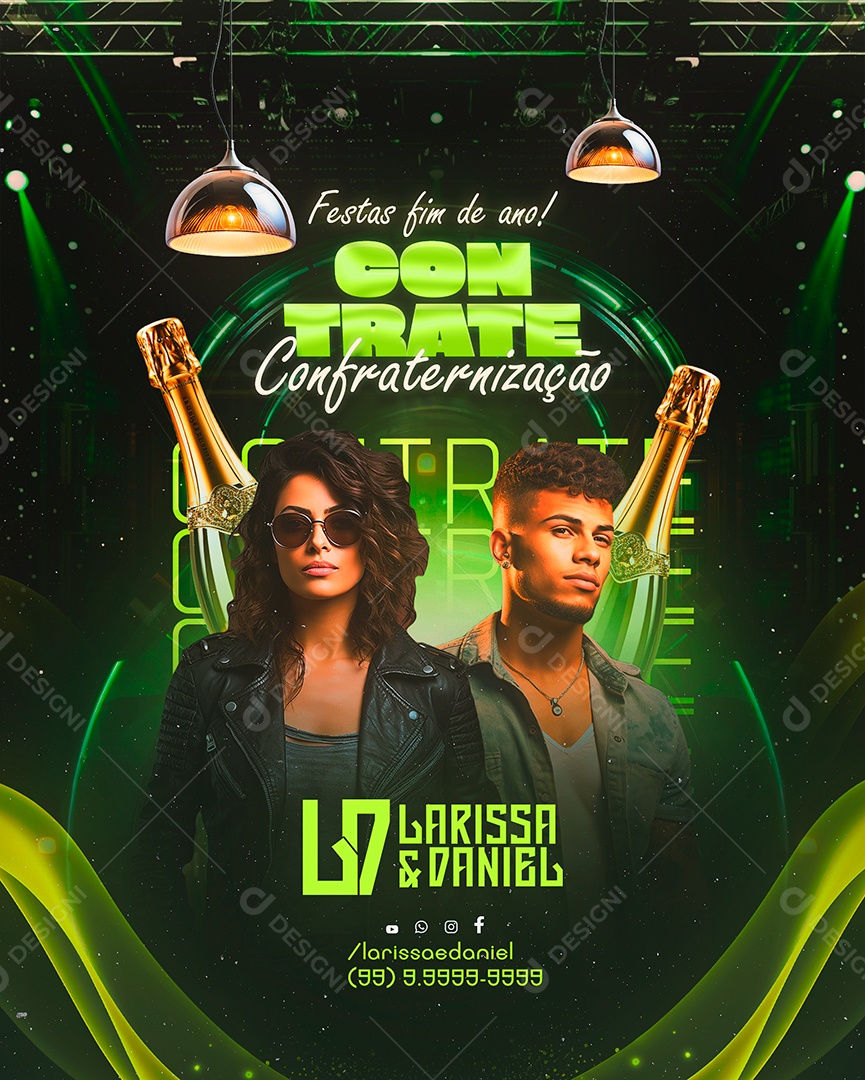 Flyer Ano Novo Contrate Larissa & Daniel Social Media PSD Editável