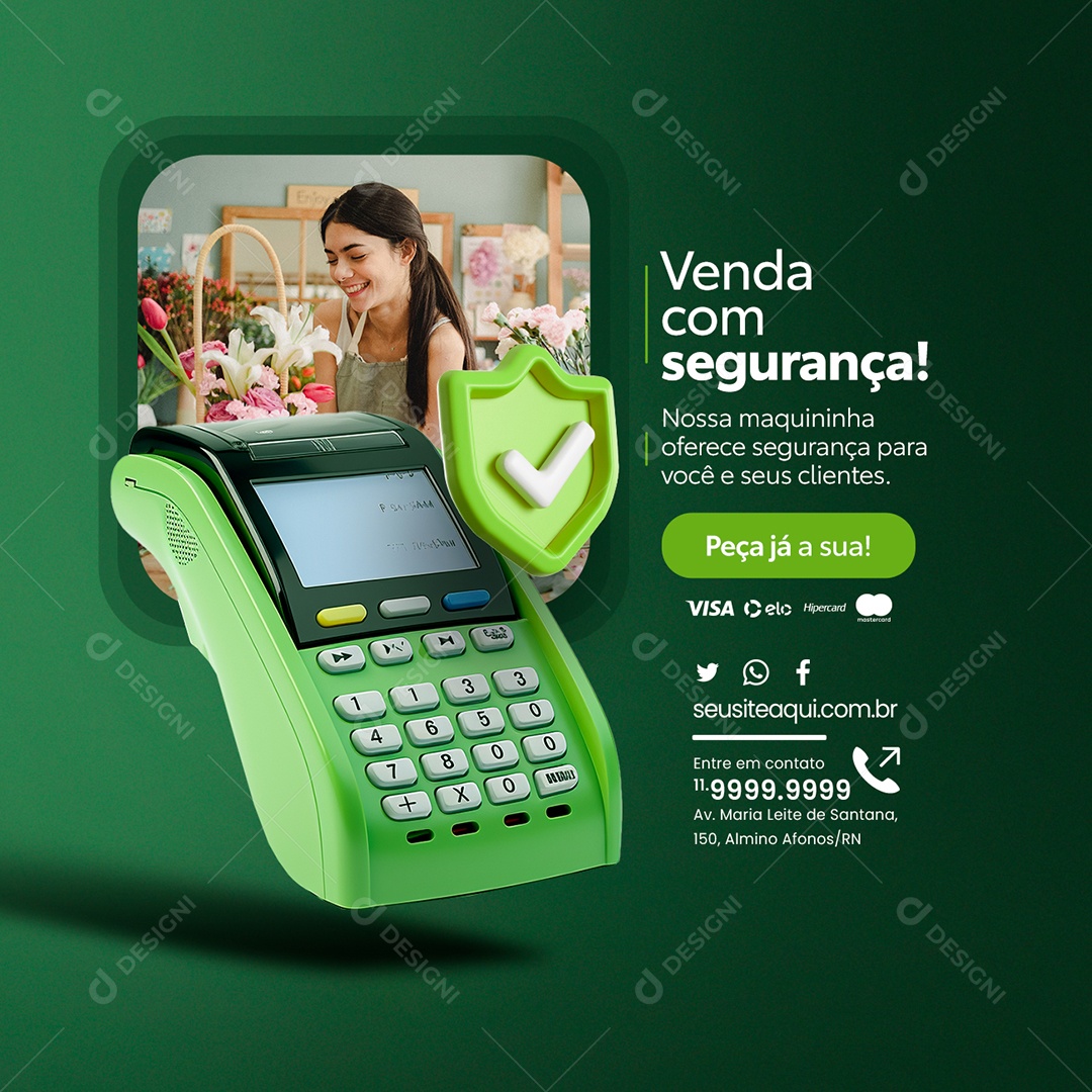 Cartão Venda com Segurança Peça Já a Sua Social Media PSD Editável
