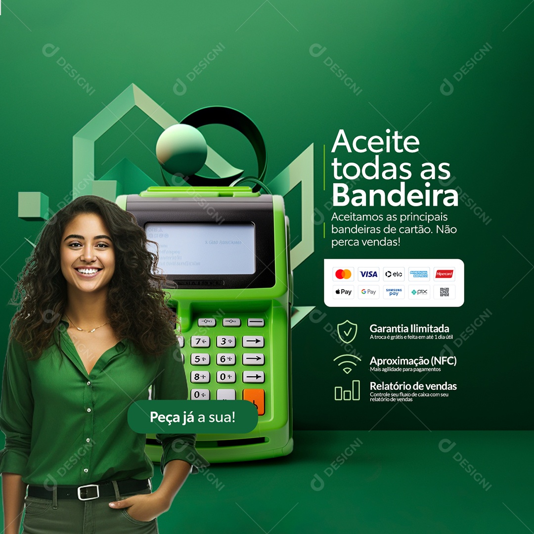 Cartão Aceite Todas as Bandeira Peça já a Sua Social Media PSD Editável