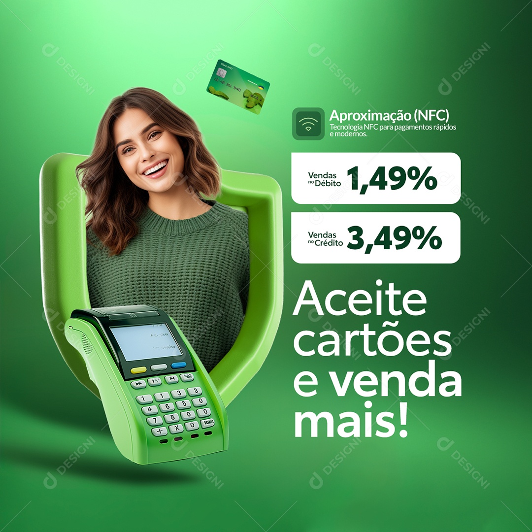 Cartão de Crédito Aceite Cartões e Venda Mais Social Media PSD Editável