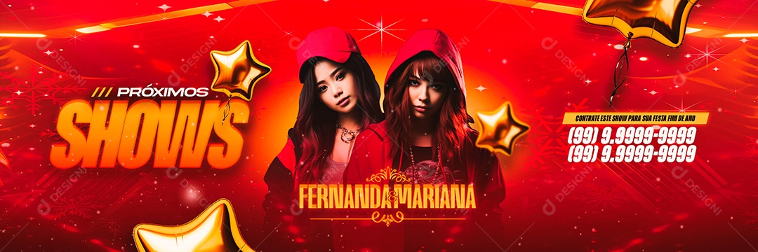 Carrossel Flyer Réveillon Fernanda & Mariana Próximos Shows Social Media PSD Editável