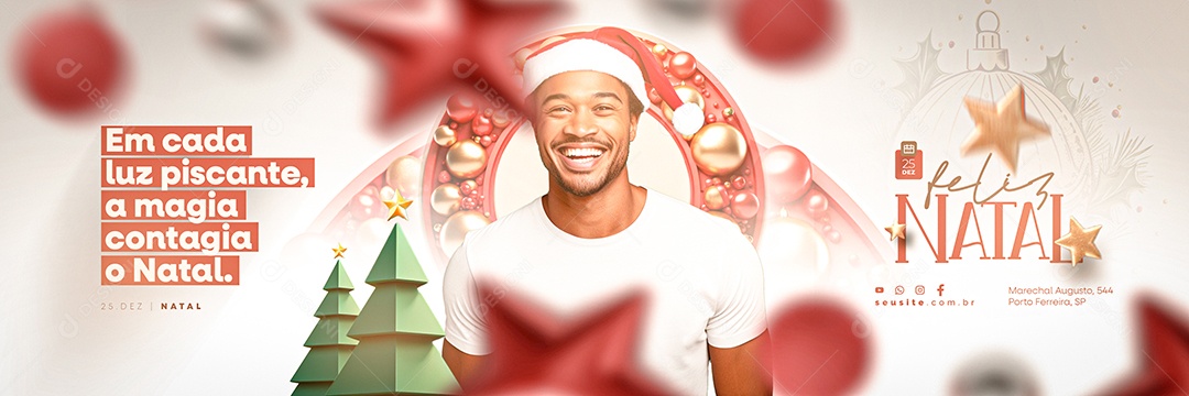 Carrossel Feliz Natal Em Cada Luz Piscante a Magia Contagia o Natal Social Media PSD Editável