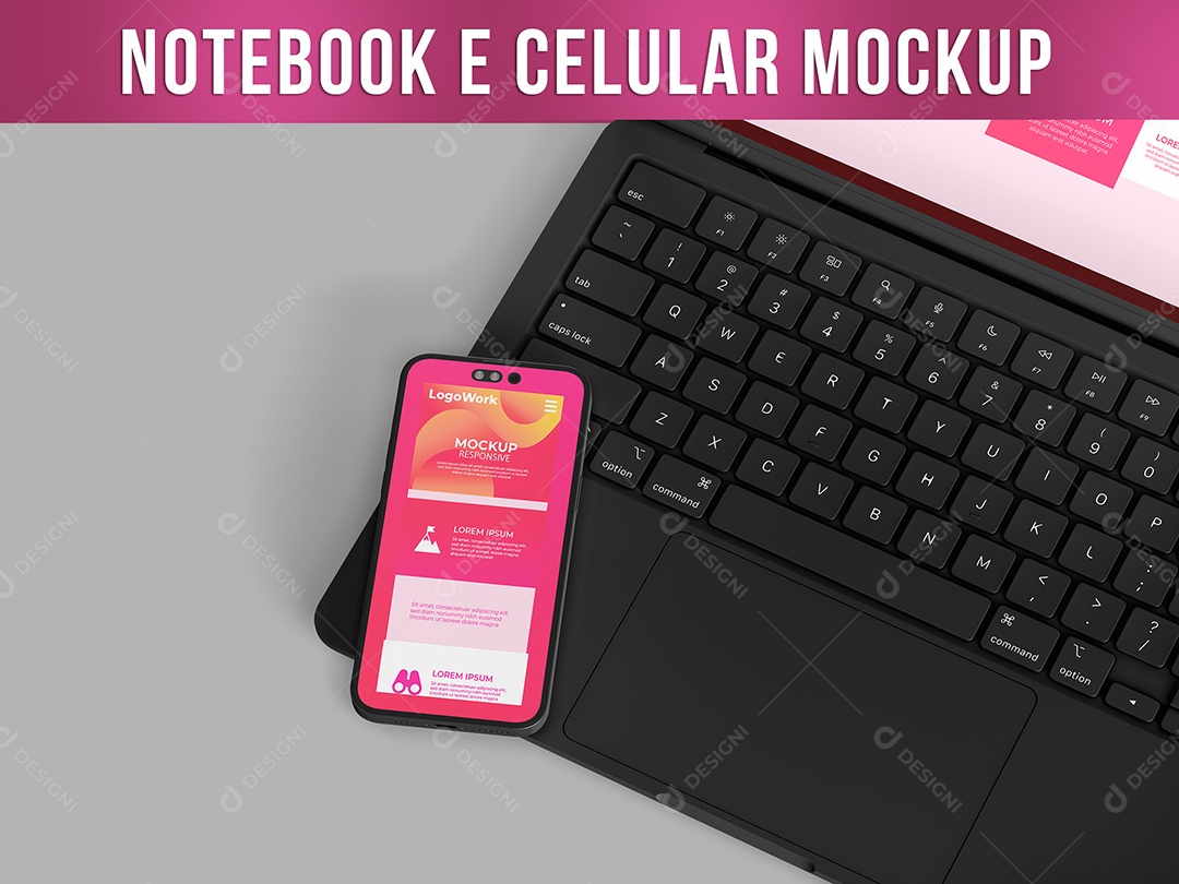 Notebook e Celular Mockup PSD Editável