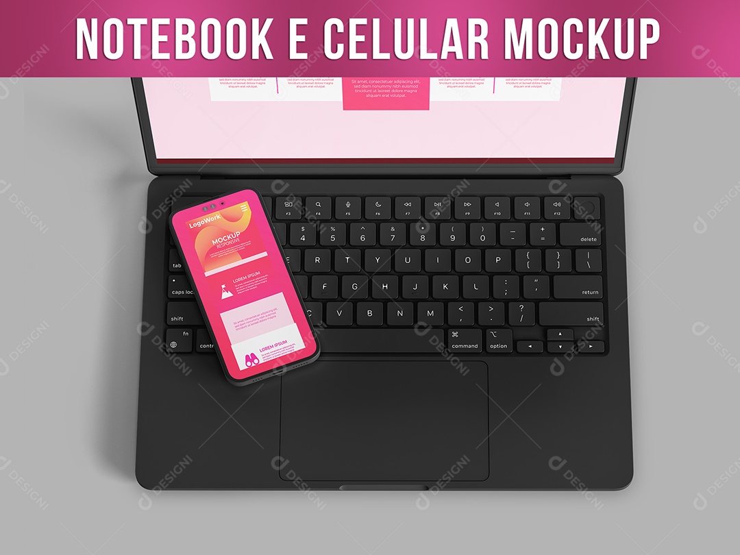 Notebook e Celular Mockup PSD Editável