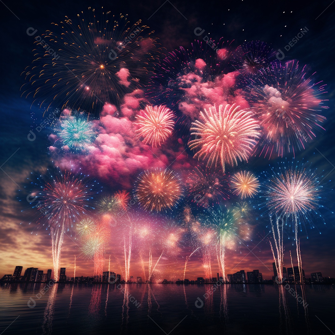 Fogos de artifício colorido no fundo preto