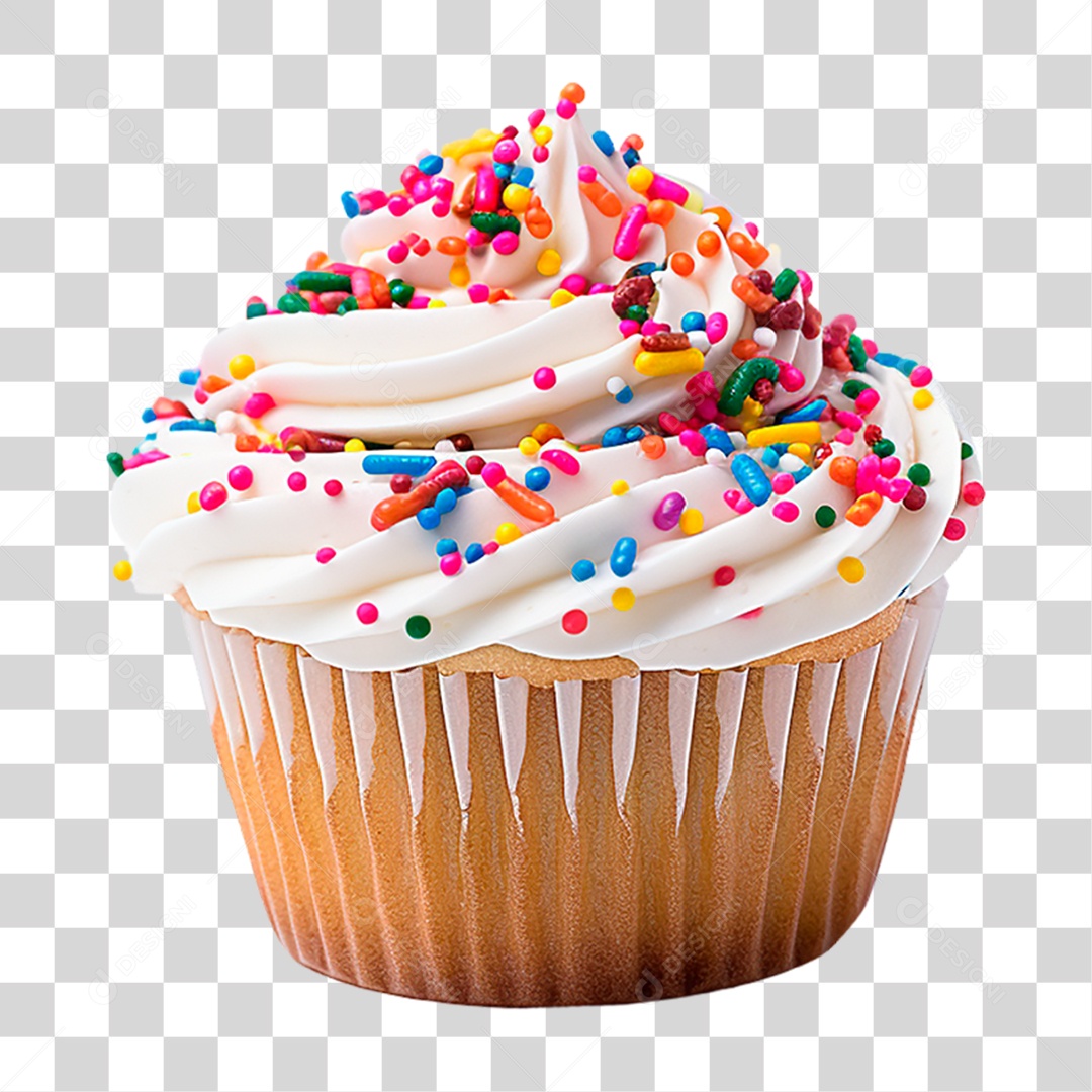 Cupcake de Morango PNG Transparente