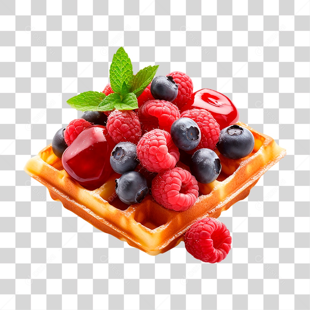 Waffles Com Frutas PNG Transparente