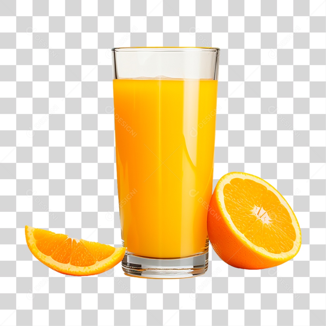 Copo de Suco de Laranja Natural PNG Transparente