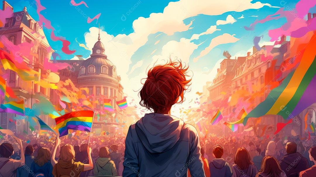 Mês e Dia do Orgulho LGBT, o amor conquista todo o dia 28 de junho. IA generativa.