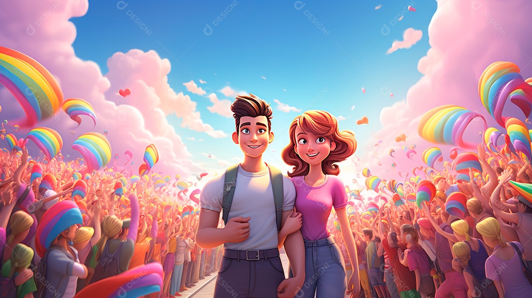 Mês e Dia do Orgulho LGBT, o amor conquista todo o dia 28 de junho. IA generativa.