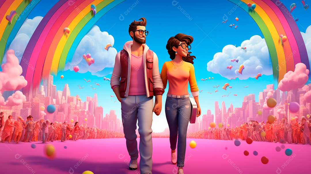 Mês e Dia do Orgulho LGBT, o amor conquista todo o dia 28 de junho. IA generativa.