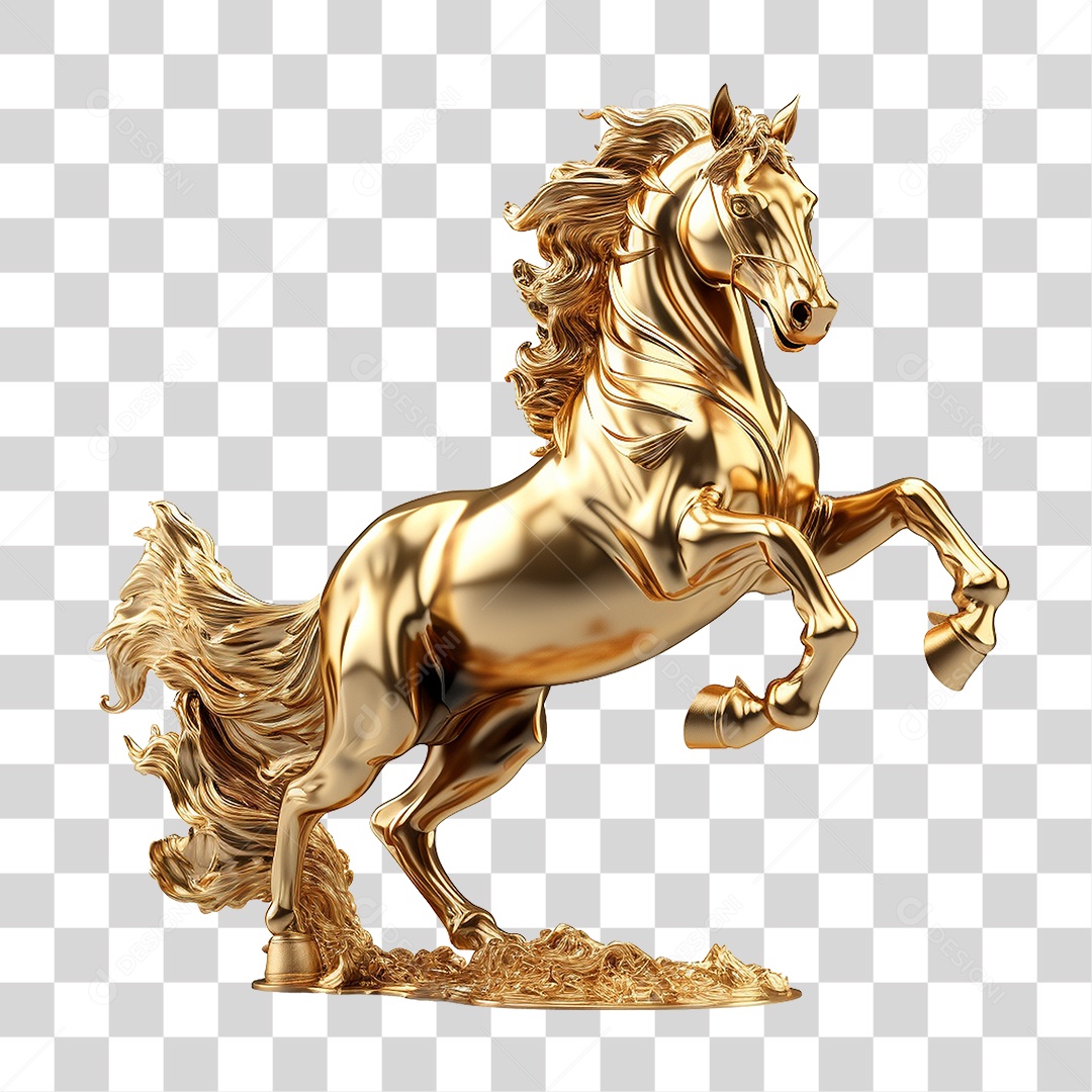 Cavalo Dourado PNG Transparente