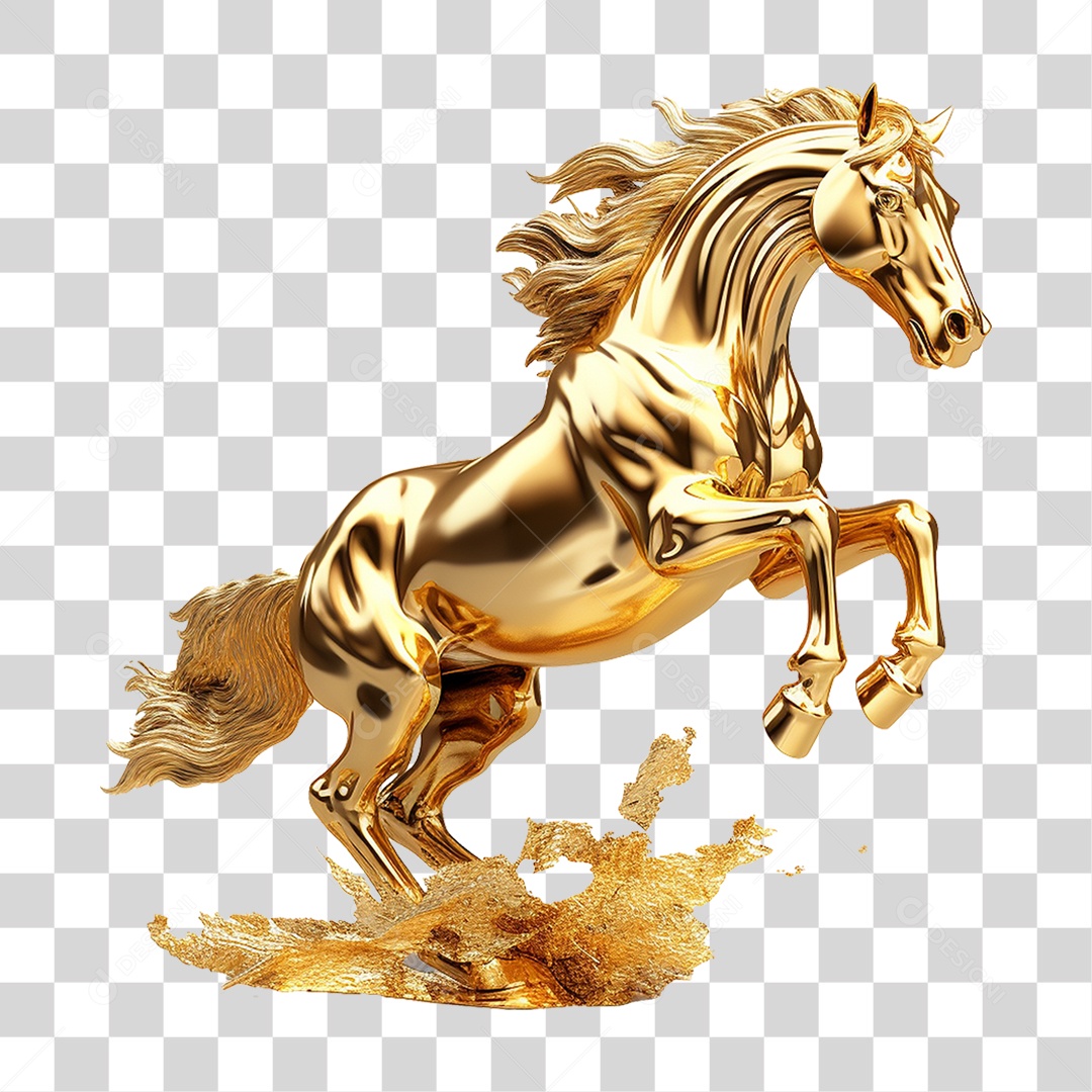 Cavalo Dourado PNG Transparente