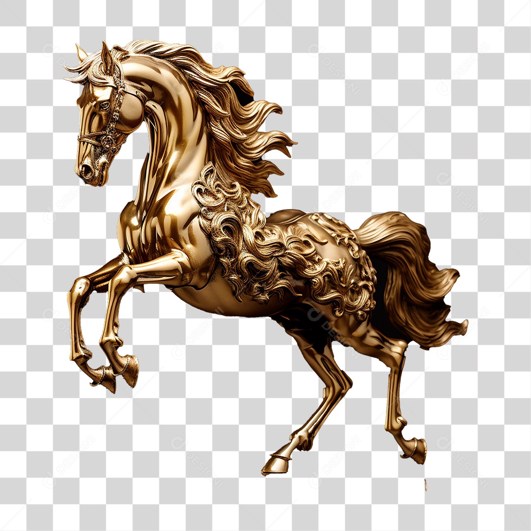 Cavalo Dourado PNG Transparente