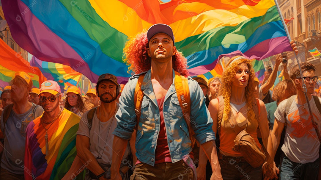 Mês e Dia do Orgulho LGBT, o amor conquista todo o dia 28 de junho. IA generativa.