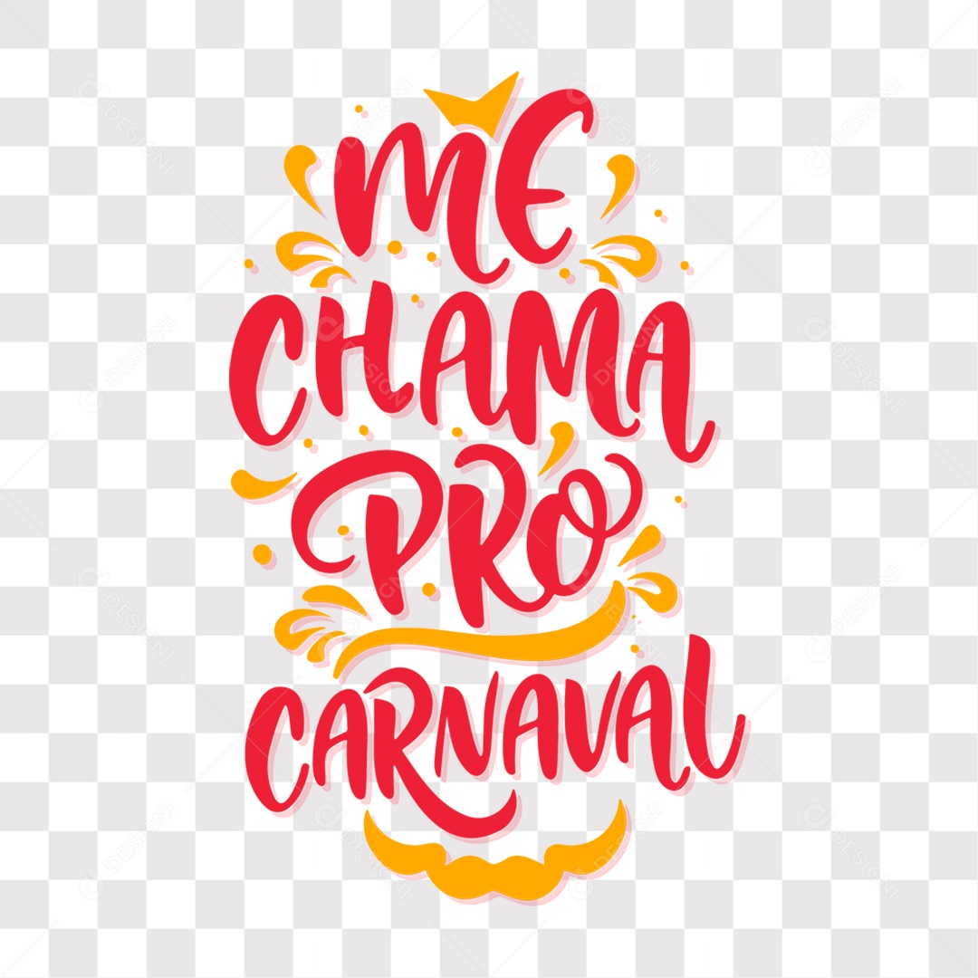 Lettering Me Chama Pro Carnaval Texto Vermelho EPS + PNG