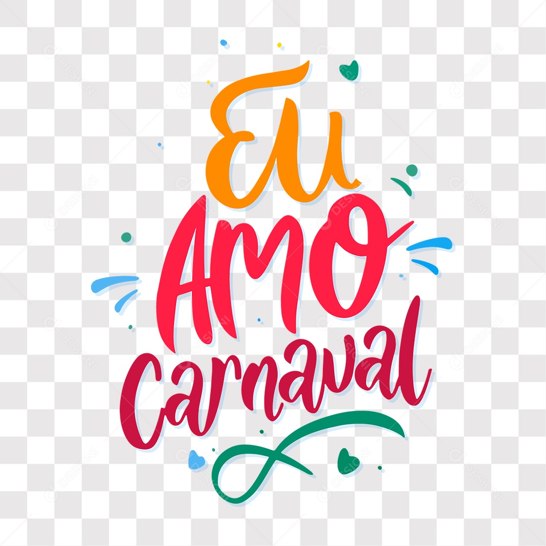 Lettering Eu Amo Carnaval Texto Laranja e Vermelho EPS + PNG