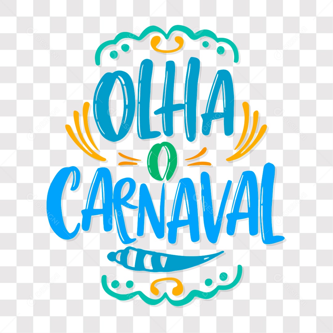 Lettering Olha o Carnaval Texto Azul e Verde EPS + PNG