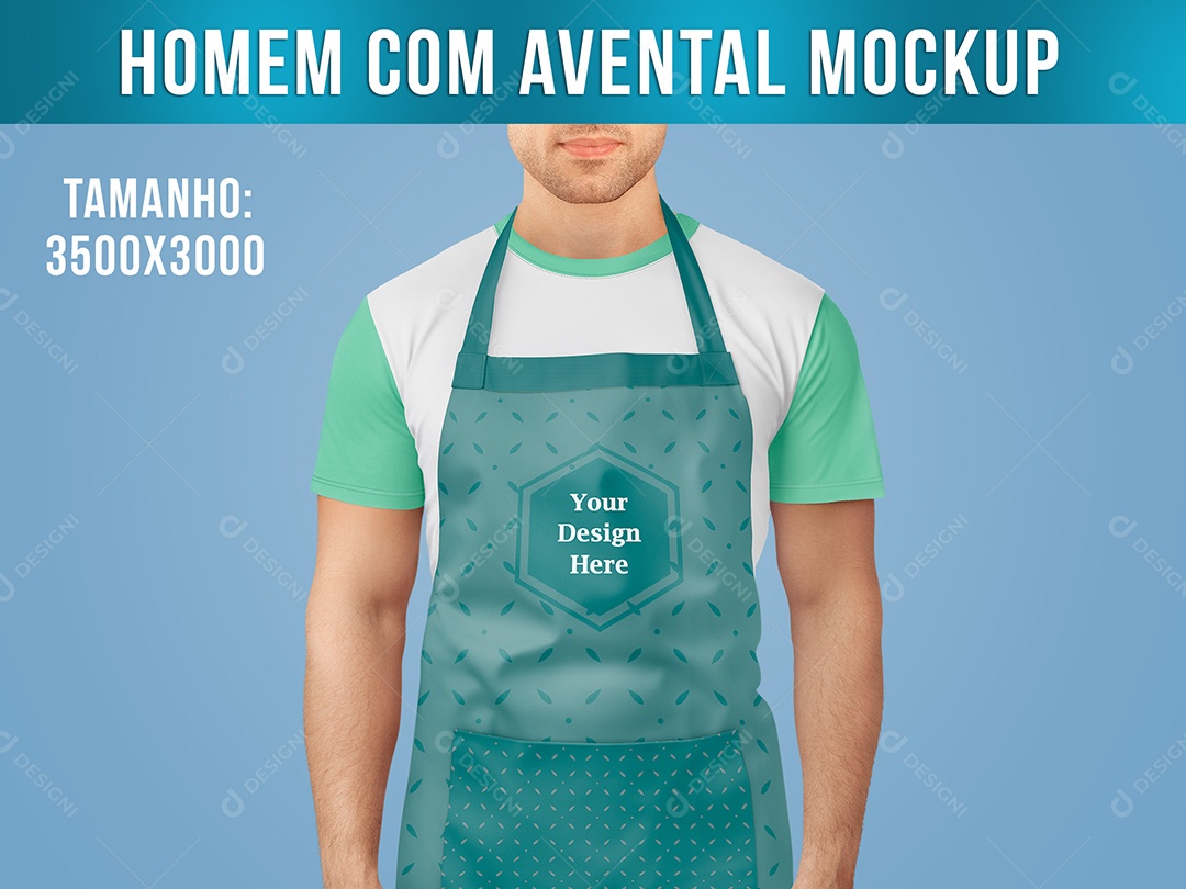 Homem Com Avental Mockup PSD Editável
