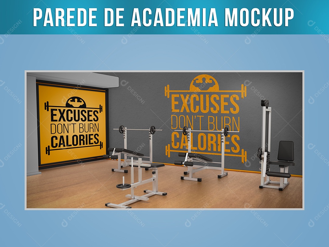 Parede De Academia Mockup PSD Editável