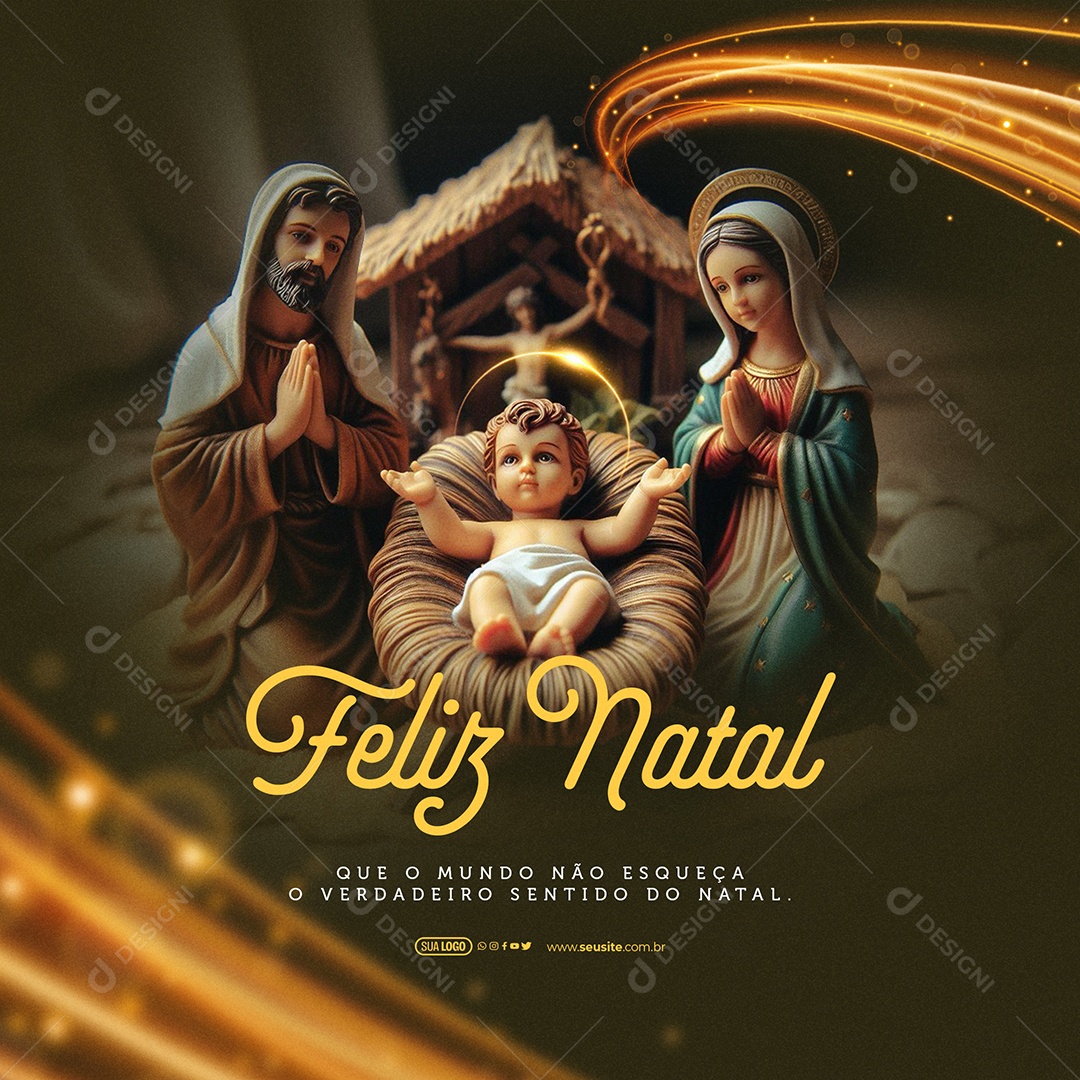 Feliz Natal que o Mundo não Esqueça o Verdadeiro Sentido Social Media PSD Editável