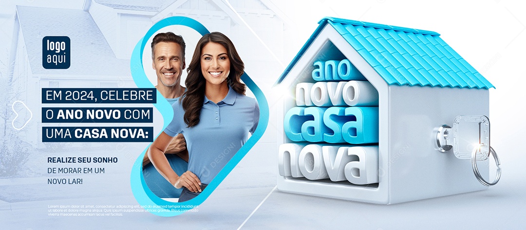 Banner Ano Novo Casa Nova Imobiliária Em 2024 Celebre o Ano Novo com uma Casa Nova Social Media PSD Editável