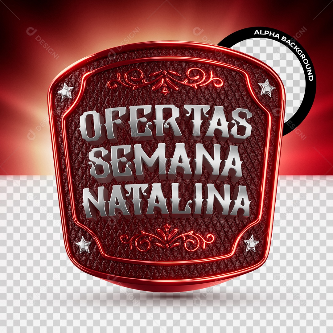 Ofertas Semana Natalina Selo 3D Vermelho e Cinza para Composição PSD