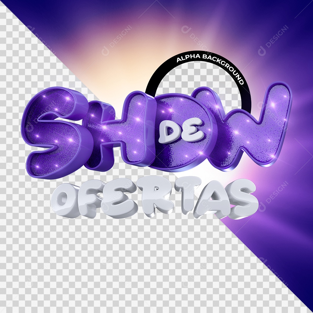 Show de Ofertas Selo 3D Roxo e Branco para Composição PSD