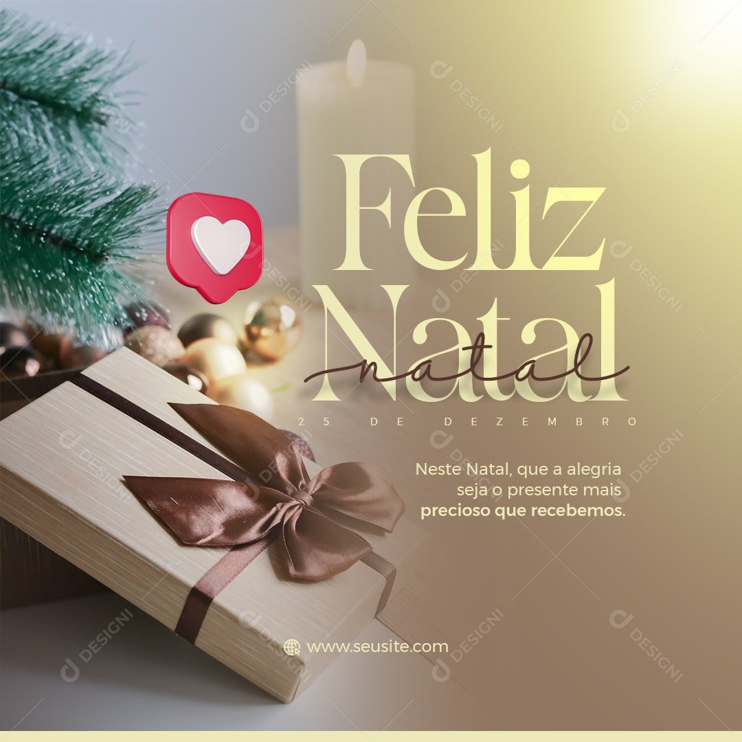 Feliz Natal 25 De Dezembro que a Alegria Seja o Presente mais Precioso que Recebemos Social Media PSD Editável