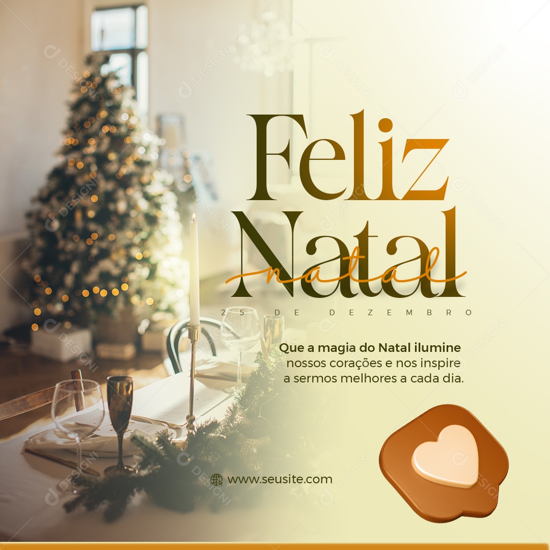 Feliz Natal 25 De Dezembro que a Magia Ilumine nossos Corações e nos Inspire a Sermos Melhores Social Media PSD Editável