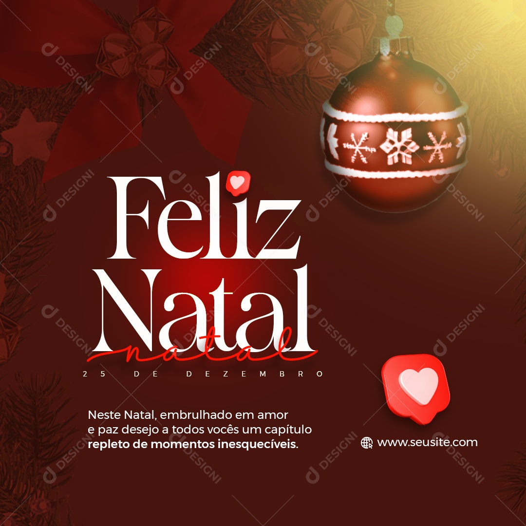 Feliz Natal 25 De Dezembro Embrulhe em Amor e Paz Desejo a todos Vocês Social Media PSD Editável