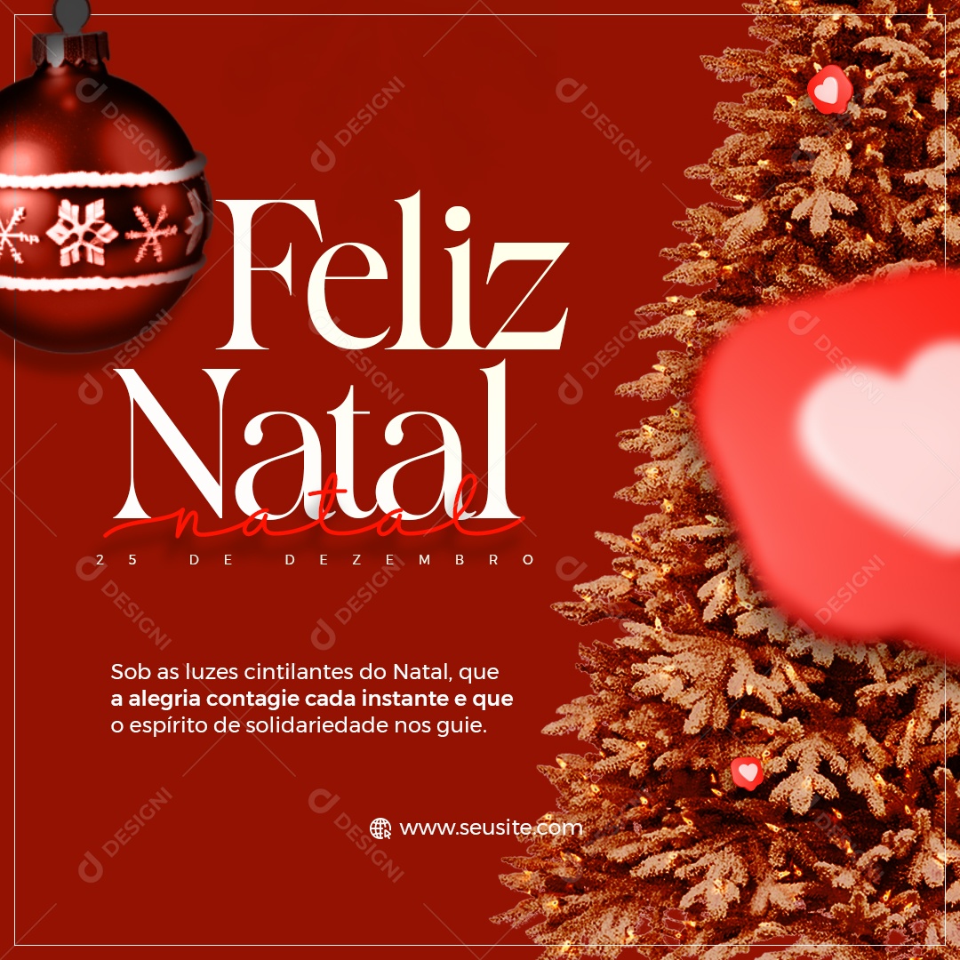 Feliz Natal 25 De Dezembro Sob as Luzes Cintilantes que a Alegria Contagie Cada Instante Social Media PSD Editável