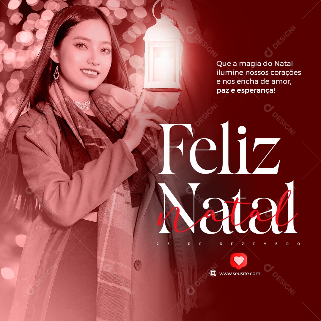 Feliz Natal 25 De Dezembro que a Magia Ilumine nossos Corações e nos Encha de Amor Social Media PSD Editável