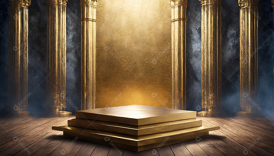 Pódio de exposição de produtos com decoração de elementos de efeito de luz