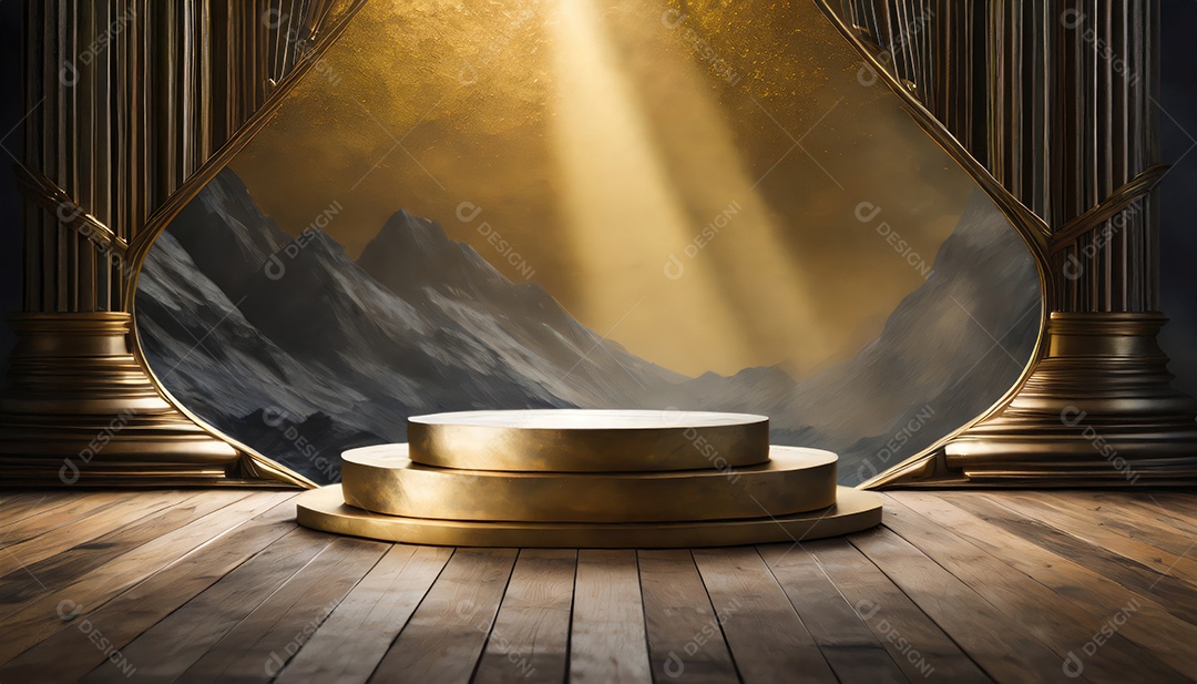 Pódio de exposição de produtos com decoração de elementos de efeito de luz