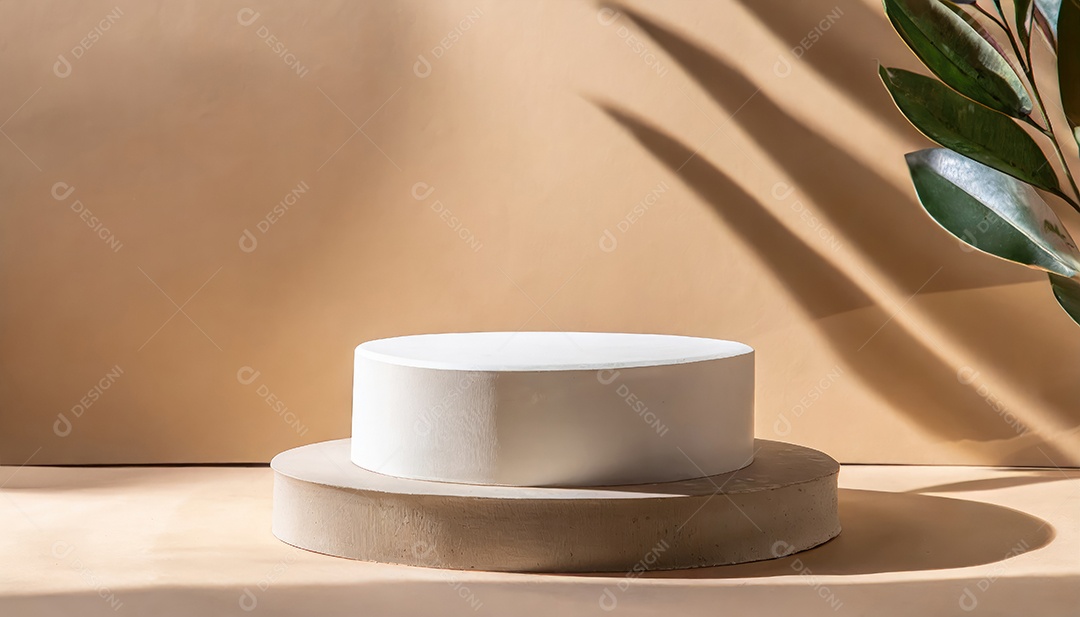 Pódio de exposição de produtos com decoração de elementos de efeito de luz