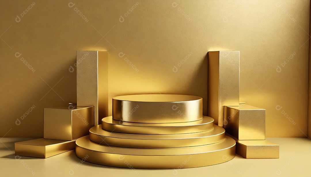 Pódio de exposição de produtos com decoração de elementos de efeito de luz