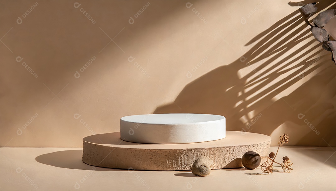 Pódio de exposição de produtos com decoração de elementos de efeito de luz