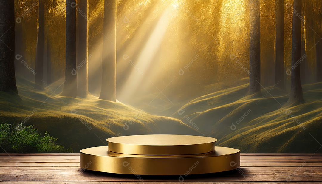 Pódio de exposição de produtos com decoração de elementos de efeito de luz