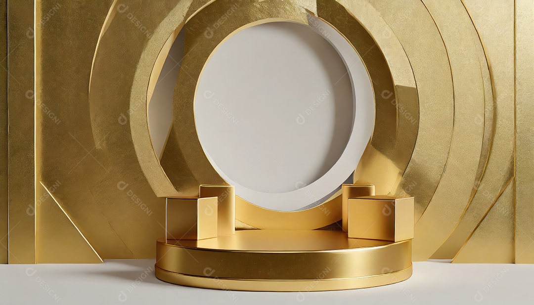 Pódio de exposição de produtos com decoração de elementos de efeito de luz