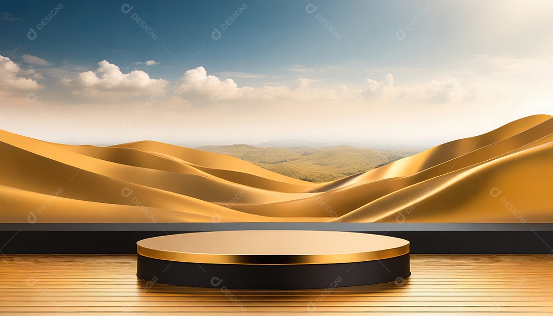 Pódio de exposição de produtos com decoração de elementos de efeito de luz